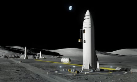 An artist’s image of a Space X lunar rocket. The company aims to fly two tourists around the moon in 2018.