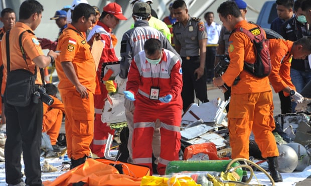 Authorities conduct round-the-clock search after Lion Air crash off Jakarta on Monday.
