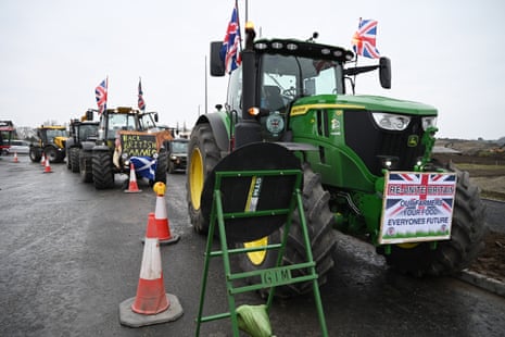 Tractors parked by farmers protesting against Starmer this morning.