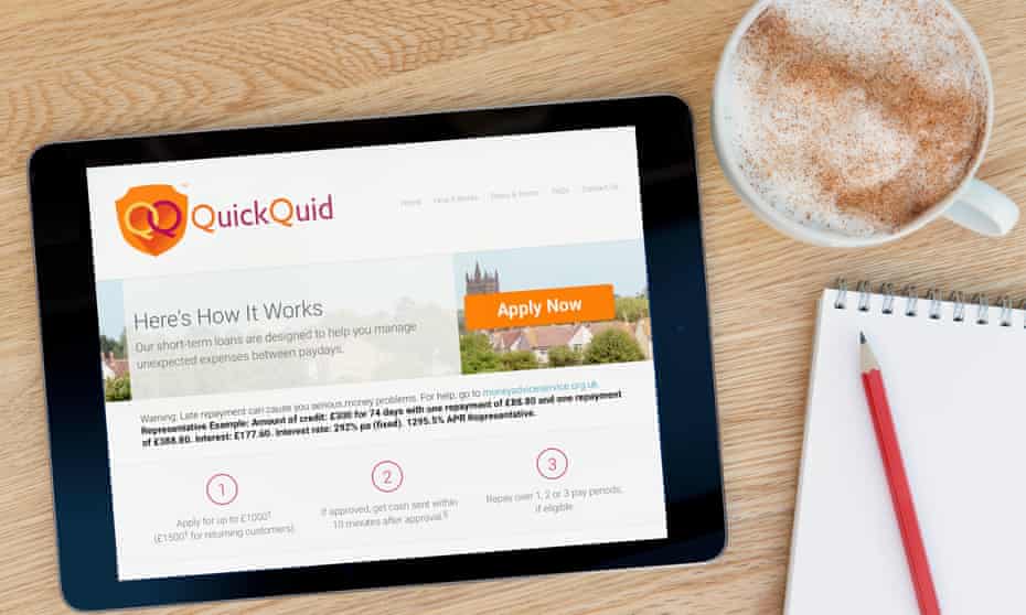 QuickQuid website on a tablet computer