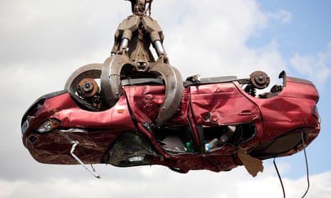 a car being scrapped.