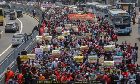 Sri Lanka's Socialist Youth Union hold a protest march in Colombo on Friday demanding a solution to the economic crisis.  