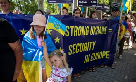 Pro-Ukraine demonstrators in Madrid in June.