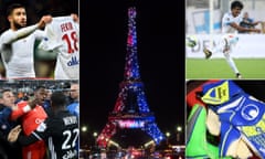 Lyon's Nabil Fekir celebrates after scoring agains Saint Etienne, the Eiffel Tower welcomes Neymar to Paris, Olympique de Marseille's Luiz Gustavo shoots, the gloves of OM goalkeeper Steve Mandanda and some the chaos following the OM v Olympique Lyonnais match. 