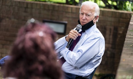 Democratic presidential candidate Joe Biden speaks to families who have benefited from the Affordable Care Act during an event in Pennsylvania.