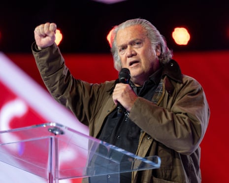 Steve Bannon speaks during AmericaFest, the first Turning Point USA summit since the death of conservative activist Charlie Kirk, in Phoenix, Arizona, 19 December 2025.