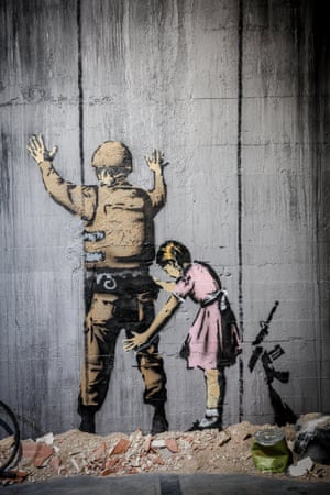 A reproduction of Banksy’s graffiti art