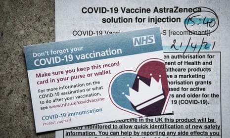 A UK Covid-19 vaccination record card.