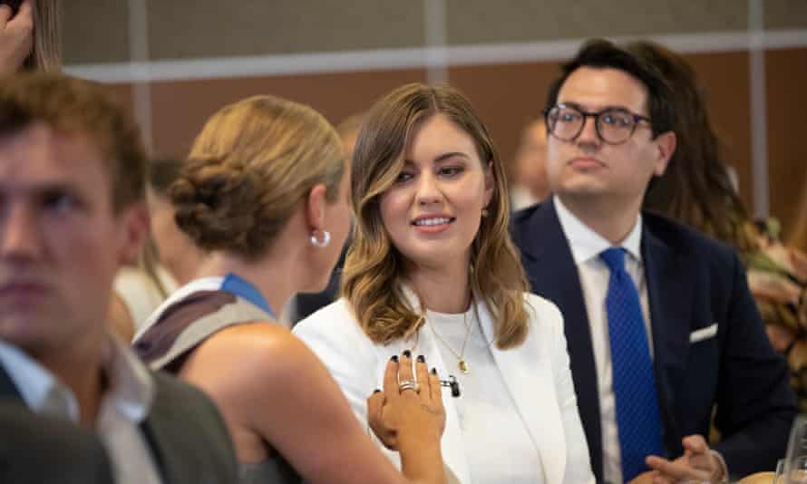 Brittany Higgins and Grace Tame at the National Press Club.