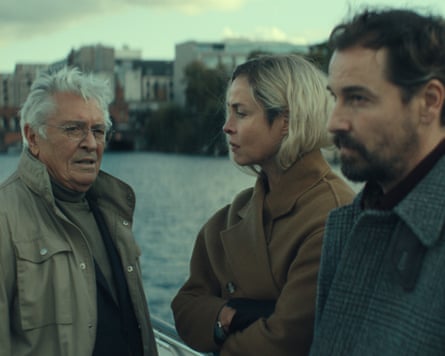 Susanne Wolff and Felix Kramer play former BND agents Meret and Simon Schäfer, pictured here with Henry Hübchen as Gregor Klein.