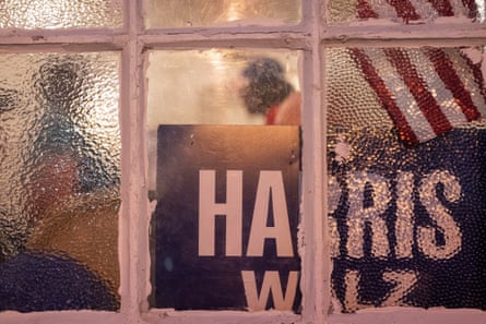 View through a window of political sign