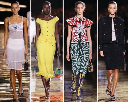 Composite of models on the runway