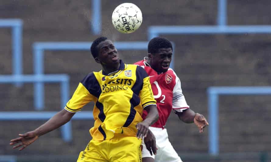 Yaya Touré playing against his brother Kolo during a pre-season friendly between Beveren and Arsenal in August 2002.