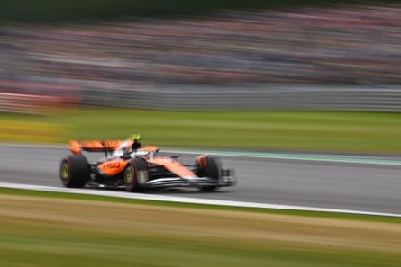 Lando Norris on his way to second place in qualifying at Silverstone