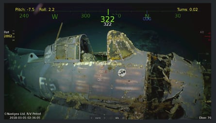 Remarkably preserved aircraft could be seen on the seabed bearing the five-pointed star insignia of the US navy on their wings and fuselage.