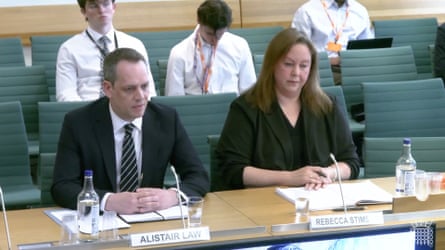 Alistair Law and Rebecca Stimson during commons hearing.