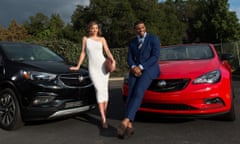 Buick Pee Wee Commercial with Cam Newton and Miranda Kerr for 2017 Super Bowl<br>LOS ANGELES, CA - JANUARY 13: Quarterback Cam Newton #1 of the Carolina Panthers (L) and model Miranda Kerr pose for a photo at 'Buick Super Bowl ad featuring the cascada and encore with football star Cam Newton and supermodel Miranda Kerr' on January 13, 2017 in Los Angeles, California. (Photo by Emma McIntyre/Getty Images for Buick)