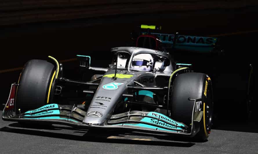 Lewis Hamilton tests his Mercedes during the first practice session in Monte Carlo