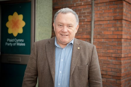 Lindsay Whittle outside the Plaid Cymru offices
