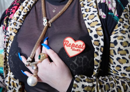 Andrea Horan, who owns a nail bar, wears a Repeal the Eighth badge