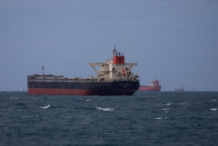 Bulk carriers moored offshore 