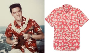 (From left) Elvis in Blue Hawaii; button-down collar floral-print cotton shirt, £60, J. Crew at Mr Porter.