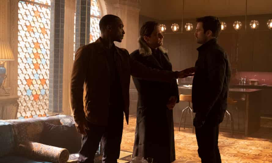 Sam Wilson as Sam, Daniel Brühl as Zemo and Sebastian Stan as Bucky