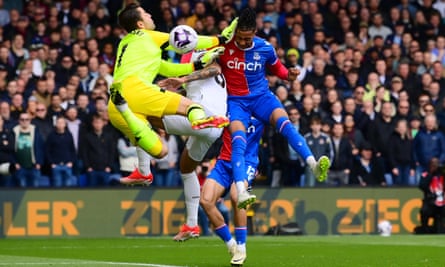 Michael Olise heads Crystal Palace into the lead.