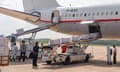 Vaccines being unloaded at the airport in Pyongyang earlier this month.