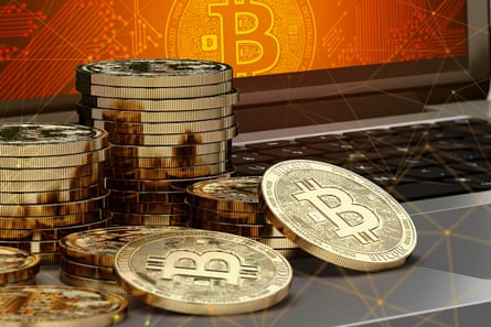 An artistillustration of bitcoin coins