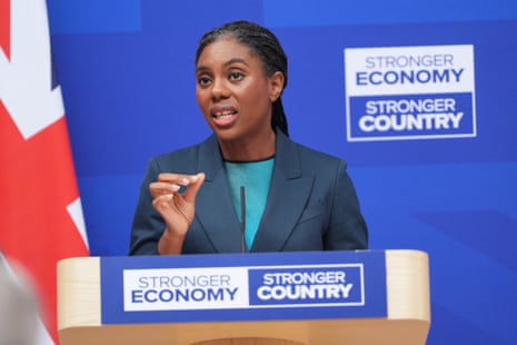 Kemi Badenoch holding a press conference at London Scottish House in Westminster