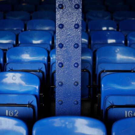 A steel girder in a bank of seats in the lower Gwladys Street end.