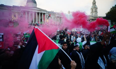The pro-Palestinian rally in Trafalgar Square, London