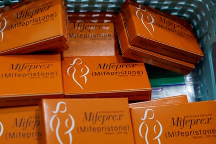 Boxes of mifepristone.