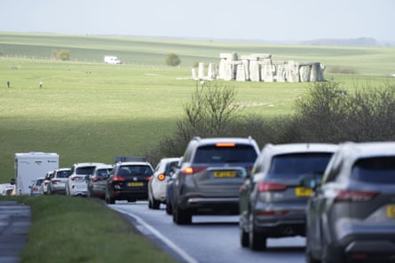 Cars trundling past Stonehenge on the A303 on Easter weekend this year