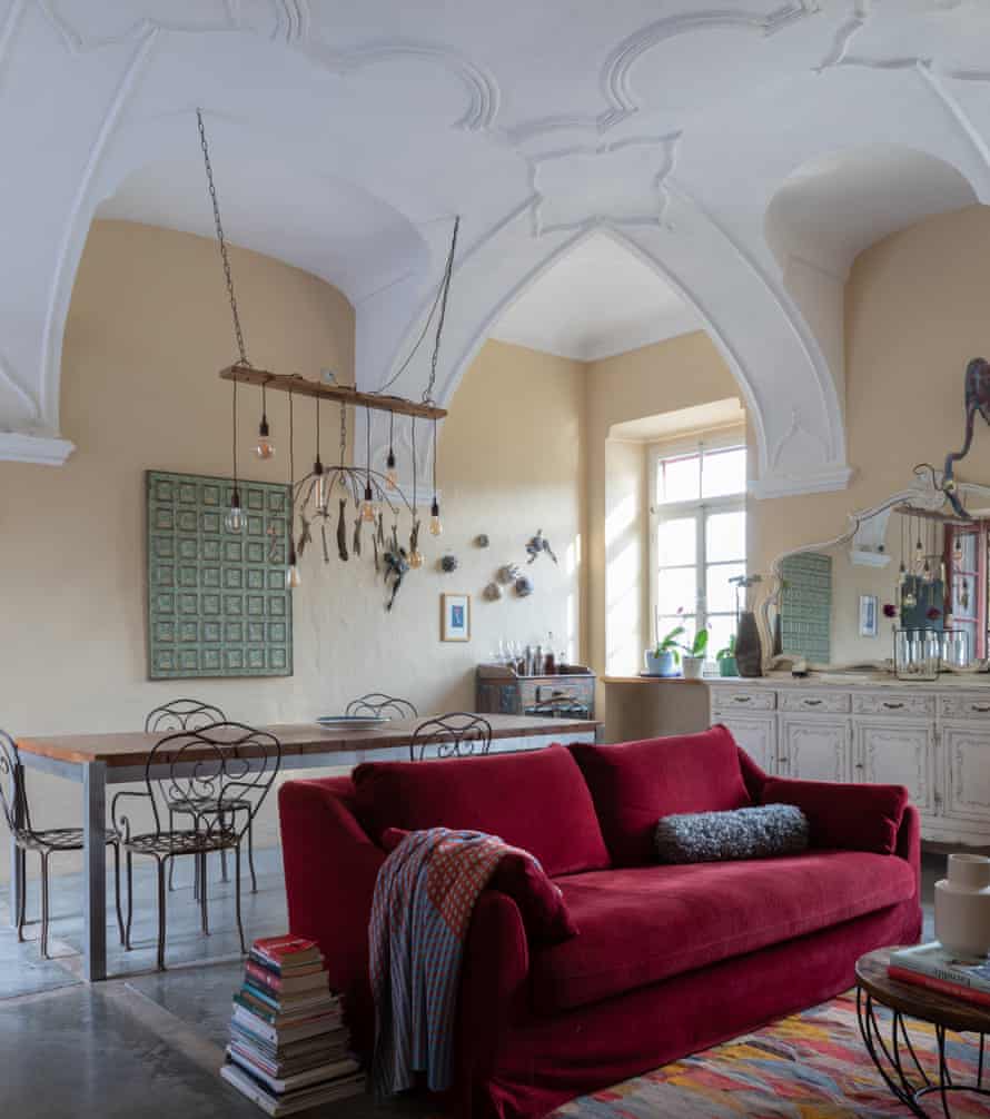 ancient stone ceilings in the farmhouse.