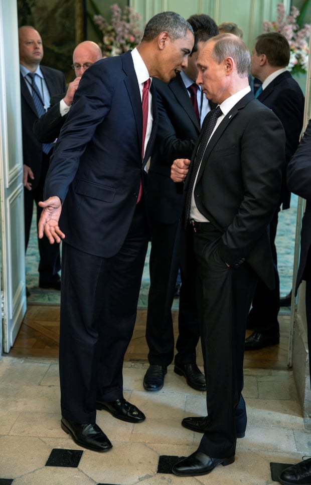 ‘Putin understood exactly what was being said’ … Presidents Obama and Putin in Normandy, France, 2014.