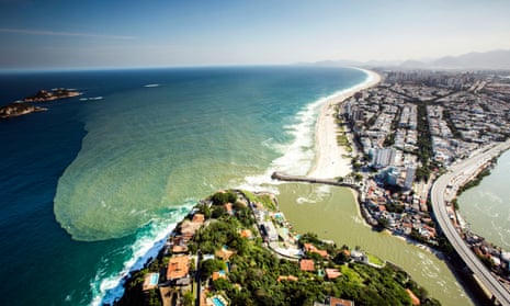 Pollution spreads off the coast of Rio de Janeiro, Brazil, June 2015.