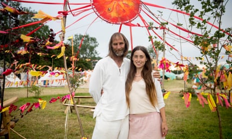 Olive and Colin, who run a gong bath at Glastonbury