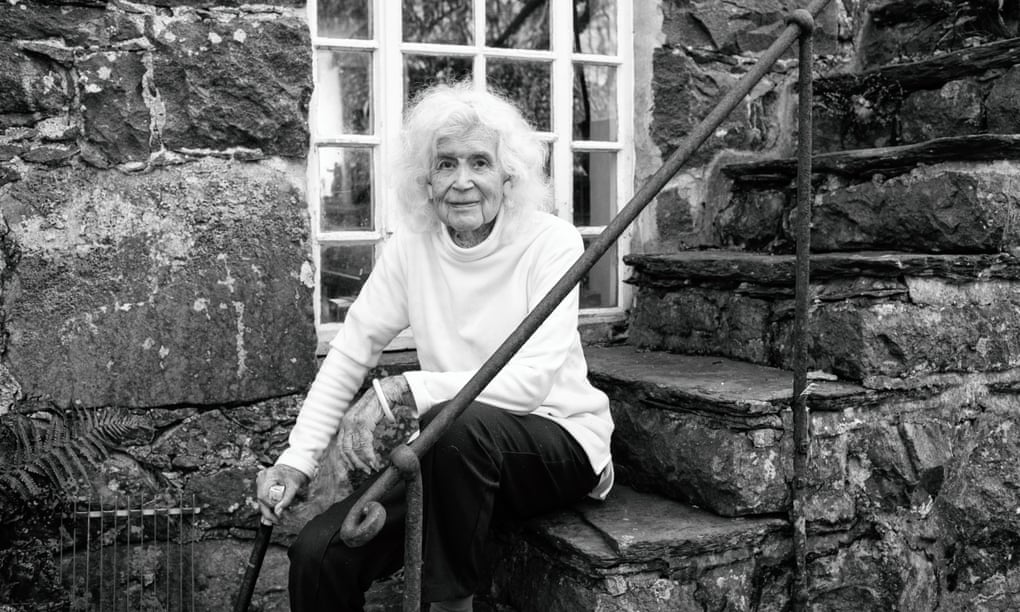 Jan Morris outside her home in Wales