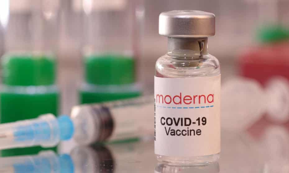 A vial of Moderna Covid vaccine