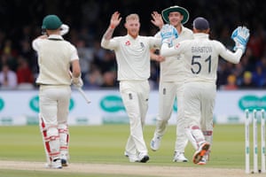 Englishman Ben Stoke celebrated Australia's Matthew Wade's LBW wicket, but his joy was short-lived as the judge's decision was overturned on review.