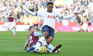 A tackle by Aston Villa’s Björn Engels on Tottenham’s Steven Bergwijn led to a penalty a long time after the incident.