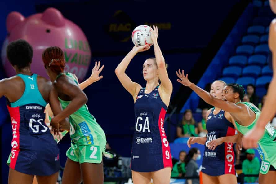 Kiera Austin shoots during the Vixens’ game agains the Fever last week.