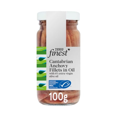 Tesco Finest Cantabrian Anchovy Fillets, 100G jar.
