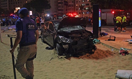 The aftermath of the car crash on Copacabana sidewalk