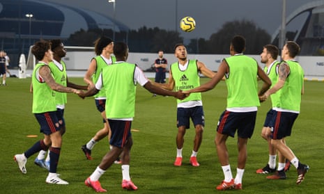 Arsenal’s players during a winter break training session in Dubai