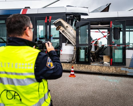 Two trams collided on the Erasmus Bridge in Rotterdam.