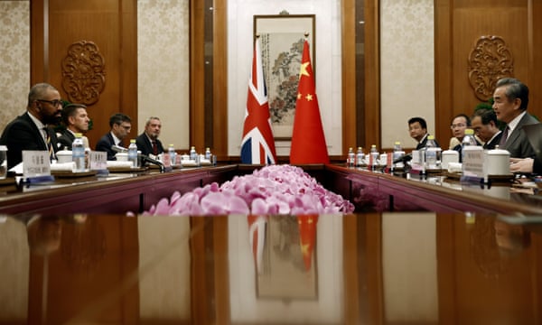 James Cleverly attends a meeting with Chinese foreign minister Wang Yi in Beijing, China.