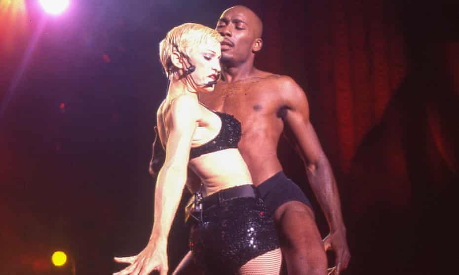 Carlton Wilborn with Madonna on the Girlie Show tour, 1993.